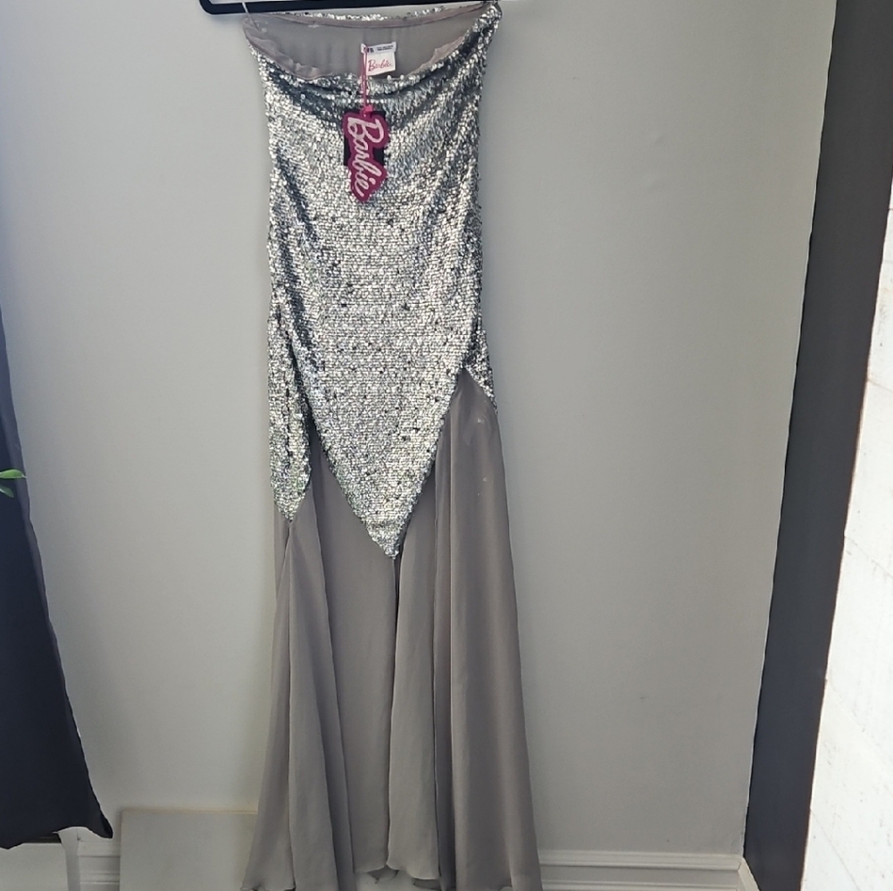 ZARA Barbie Silver Sequin Evening Gown